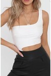 Kadın Beyaz Dekolteli Çıtçıtlı Body Dc96