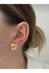 Kadın Gold Rengi Kalp Küpe CD486