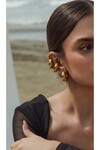 Kadın Gold Renk Bombeli Kıkırdak Çelik Küpe EB902