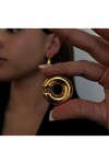 Kadın Gold Renk Bombeli Kıkırdak Çelik Küpe EB902