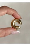 Kadın Gold Renk Bombeli Kıkırdak Çelik Küpe EB902