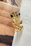 Kadın Gold Renk Yaprak Desen Pazu Bileklik BE134