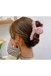 Kadın Pembe Peluş Mandallı Saç Tokası Cd81