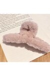 Kadın Pembe Peluş Mandallı Saç Tokası Cd81
