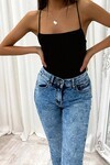 Kadın Siyah Sırtı Çapraz Bağcıklı Ip Askılı Body Dc88
