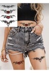 Unisex Kuru Kafa Kalp ve Gül Desen Geçici Dövme CD674