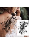 Unisex Silah Ve Çiçek Desen Çiçekli Geçici Dövme Cd349